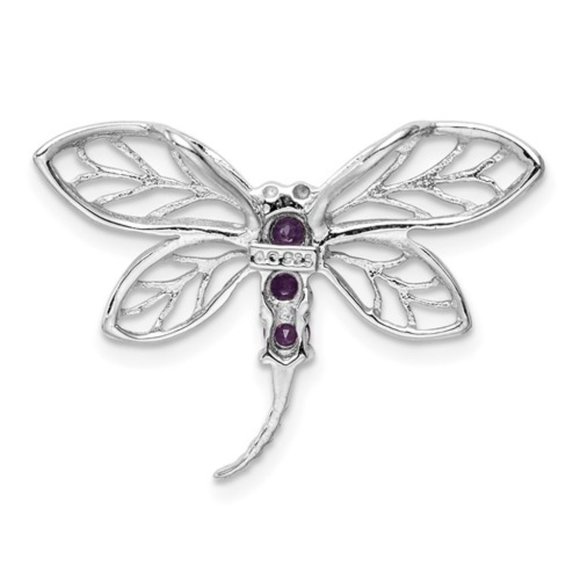 Sterling Silver Dragonfly Pendant Hidden Bail gemstone birthstone amethyst - Picture 5 of 7